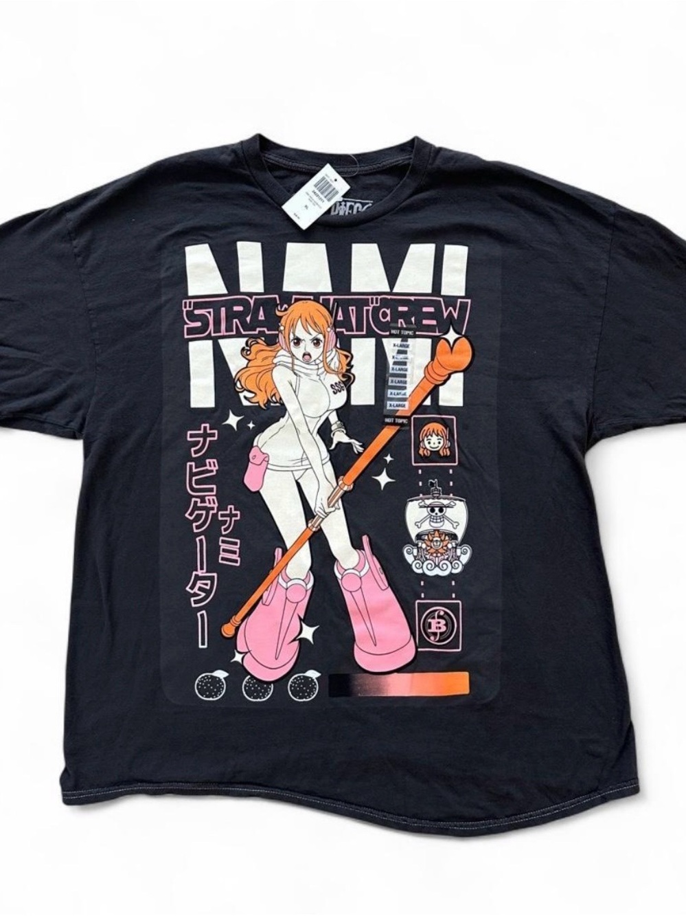 Hot Topic One Piece Nami Shirt Black Anime Unisex size XL